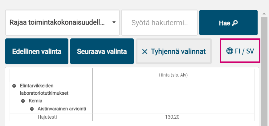 Kielivalinta-napit.